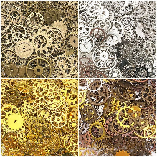 Breloques Engrenages Steampunk en Alliage de Zinc | 50g Mélange de Couleurs & Tailles pour DIY Bijoux - KAWAHIP - RukaCraft