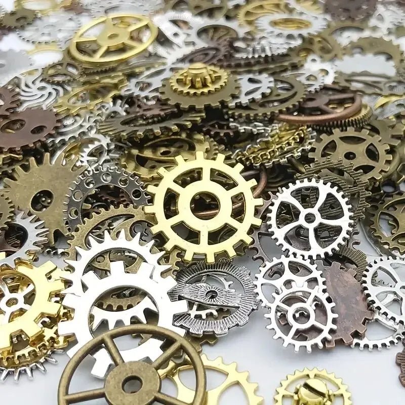 Breloques Engrenages Steampunk en Alliage de Zinc | 50g Mélange de Couleurs & Tailles pour DIY Bijoux - KAWAHIP - RukaCraft