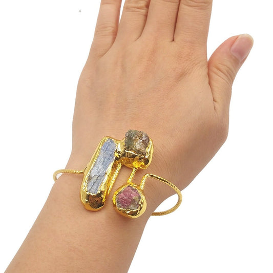 🌟 Classical Design Irregular Tourmaline Blue Stone Adjustable Bracelet — Earth’s Symphony, Artisan’s Legacy 🌟 - RukaCraft