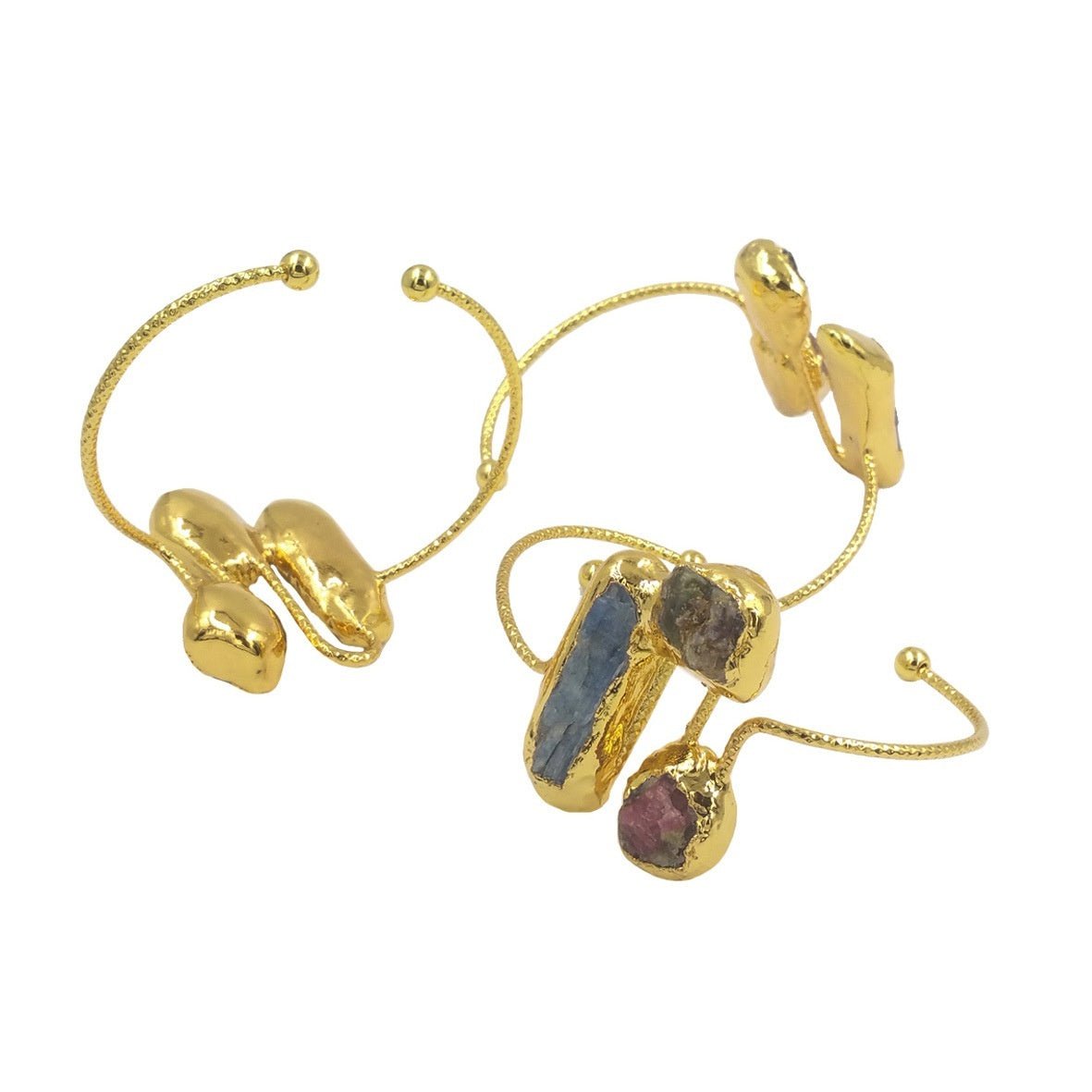 🌟 Classical Design Irregular Tourmaline Blue Stone Adjustable Bracelet — Earth’s Symphony, Artisan’s Legacy 🌟 - RukaCraft