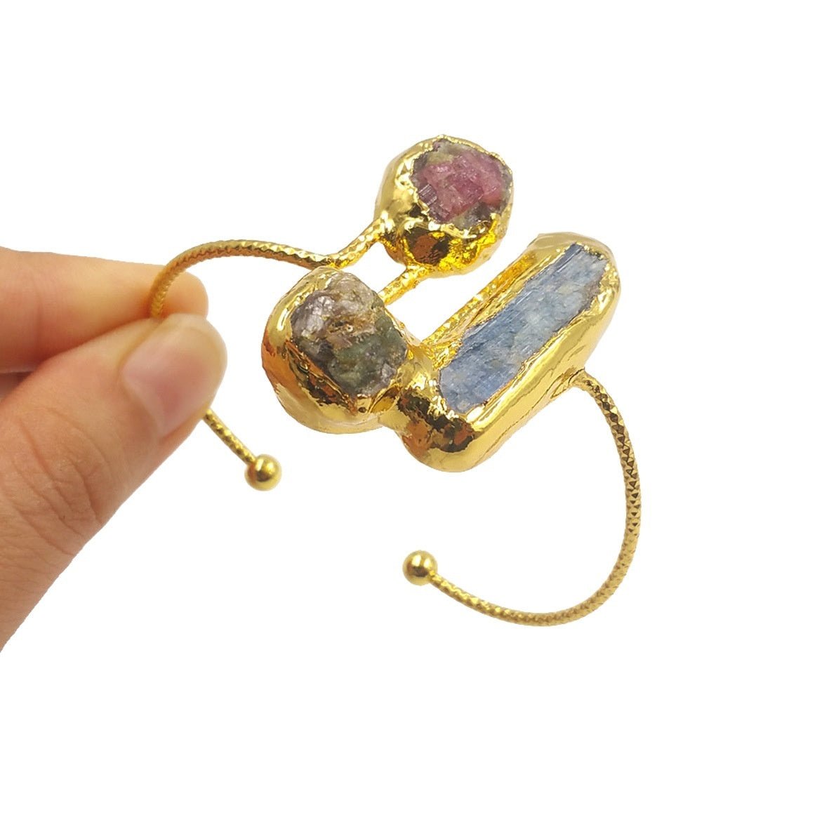 🌟 Classical Design Irregular Tourmaline Blue Stone Adjustable Bracelet — Earth’s Symphony, Artisan’s Legacy 🌟 - RukaCraft