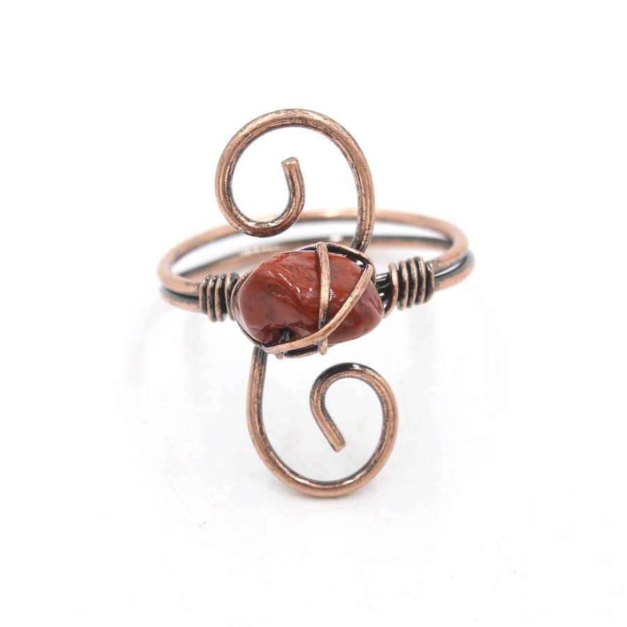 🌟 Copper Ancient Winding S - shaped Irregular Rough Stone Crystal Ring — Earth’s Energy, Artisan’s Legacy 🌟 - RukaCraft