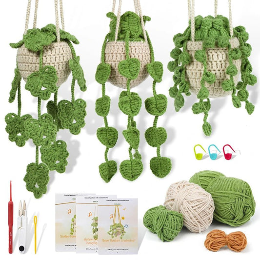 Crochet Starter Kit for Beginners - Leaf Potted Plant DIY | Complete Beginner Crochet Kit - RukaCraft