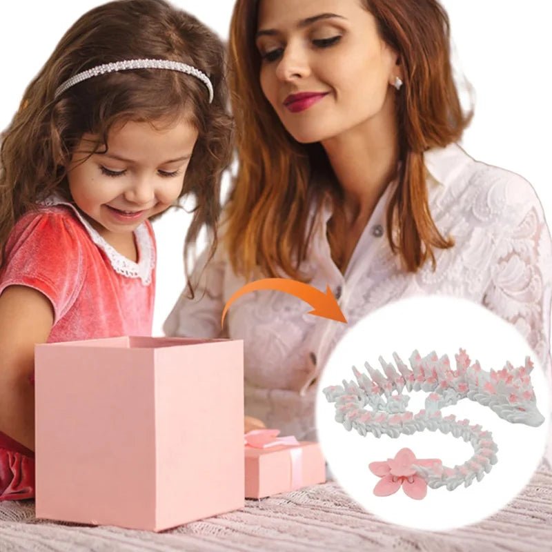 Dragon en Cristal Articulé 3D avec Fleurs de Cerisier | Jouet Anti - Stress - Décoration de Bureau - RukaCraft