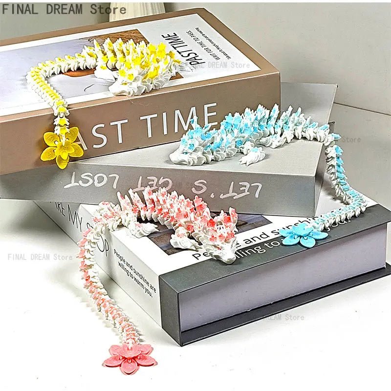 Dragon en Cristal Articulé 3D avec Fleurs de Cerisier | Jouet Anti - Stress - Décoration de Bureau - RukaCraft
