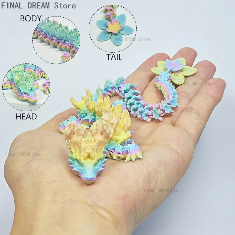 Dragon en Cristal Articulé 3D avec Fleurs de Cerisier | Jouet Anti - Stress - Décoration de Bureau - RukaCraft