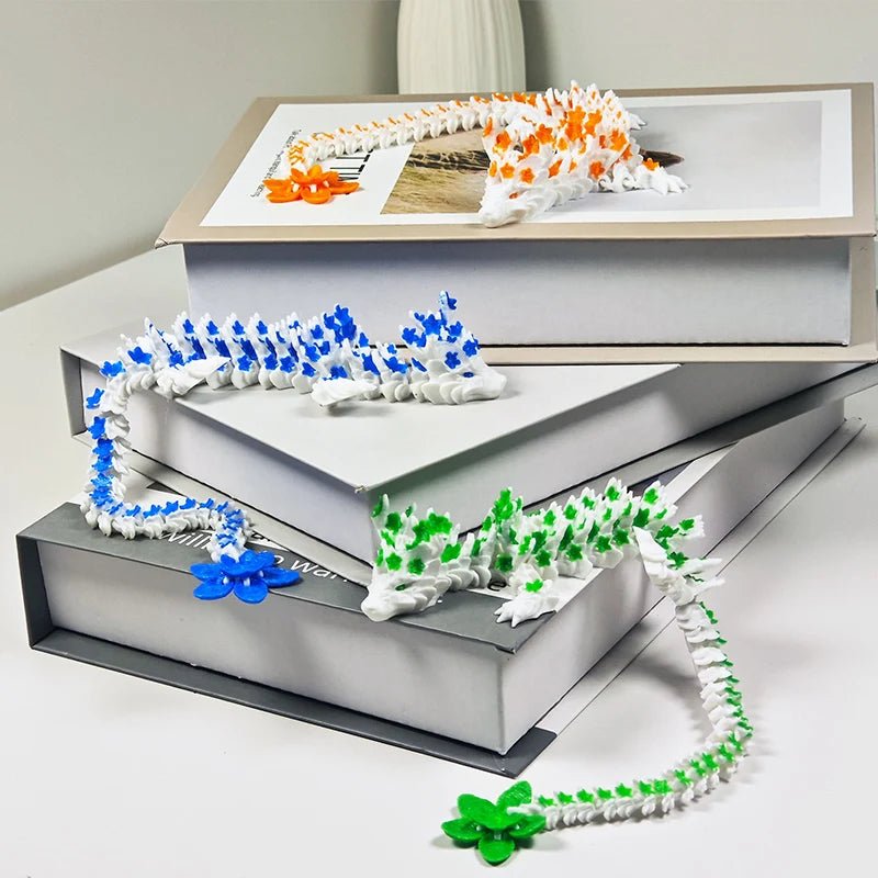 Dragon en Cristal Articulé 3D avec Fleurs de Cerisier | Jouet Anti - Stress - Décoration de Bureau - RukaCraft