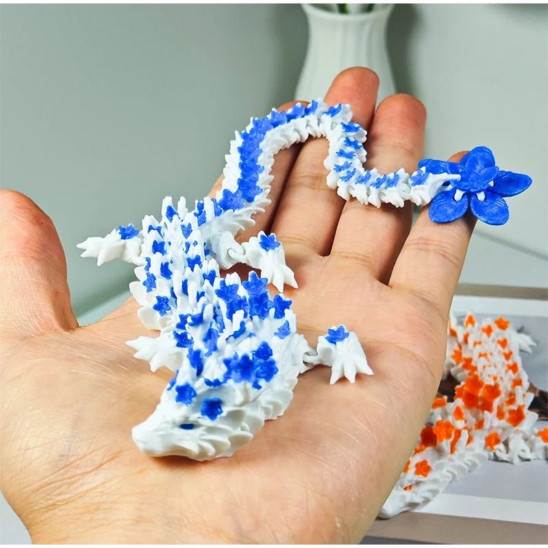 Dragon en Cristal Articulé 3D avec Fleurs de Cerisier | Jouet Anti - Stress - Décoration de Bureau - RukaCraft