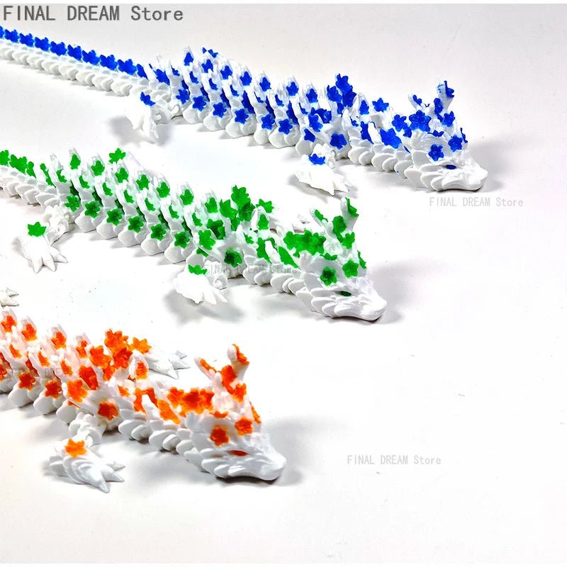 Dragon en Cristal Articulé 3D avec Fleurs de Cerisier | Jouet Anti - Stress - Décoration de Bureau - RukaCraft