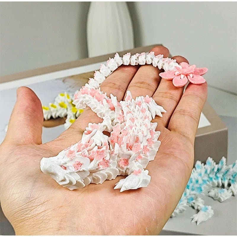 Dragon en Cristal Articulé 3D avec Fleurs de Cerisier | Jouet Anti - Stress - Décoration de Bureau - RukaCraft