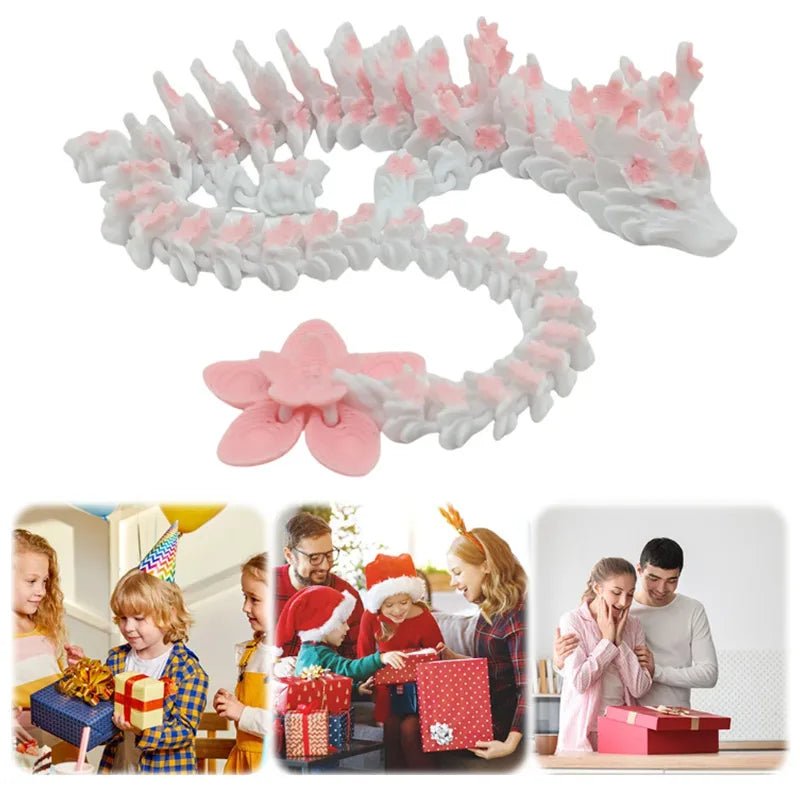 Dragon en Cristal Articulé 3D avec Fleurs de Cerisier | Jouet Anti - Stress - Décoration de Bureau - RukaCraft