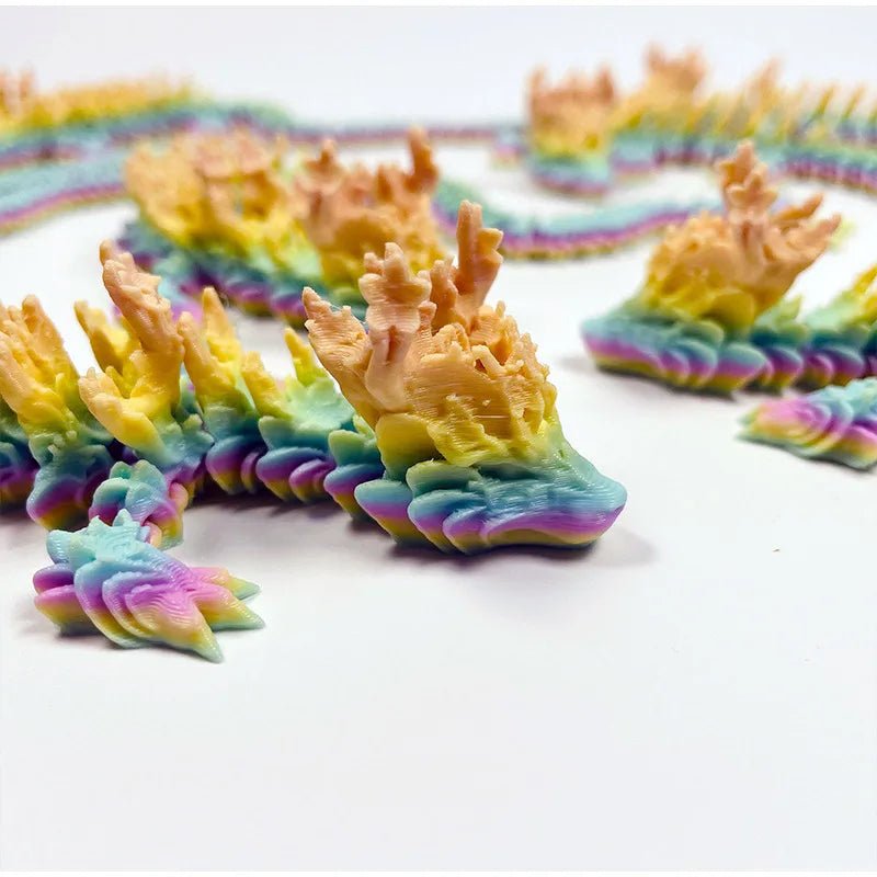 Dragon en Cristal Articulé 3D avec Fleurs de Cerisier | Jouet Anti - Stress - Décoration de Bureau - RukaCraft