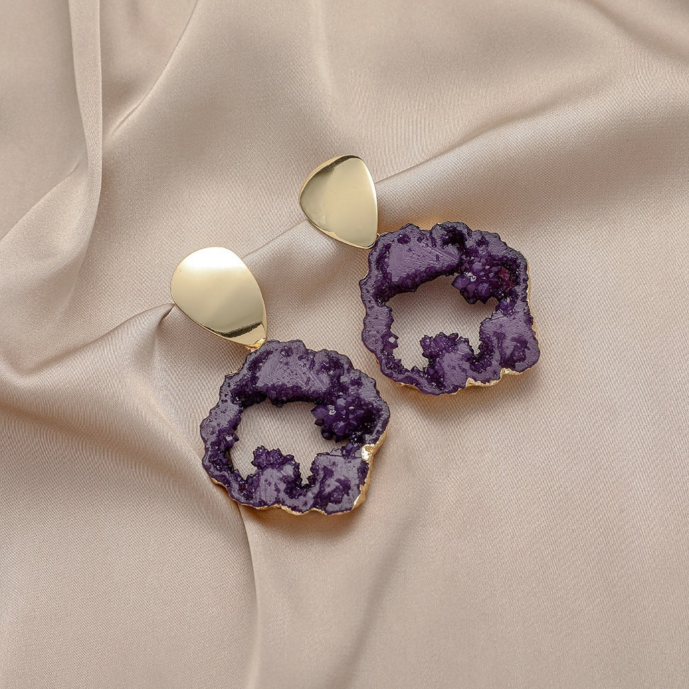 🌟 Fashionable Irregular Shaped Amethyst Rough Stone Earrings — Earth’s Raw Beauty, Modern Elegance 🌟 - RukaCraft
