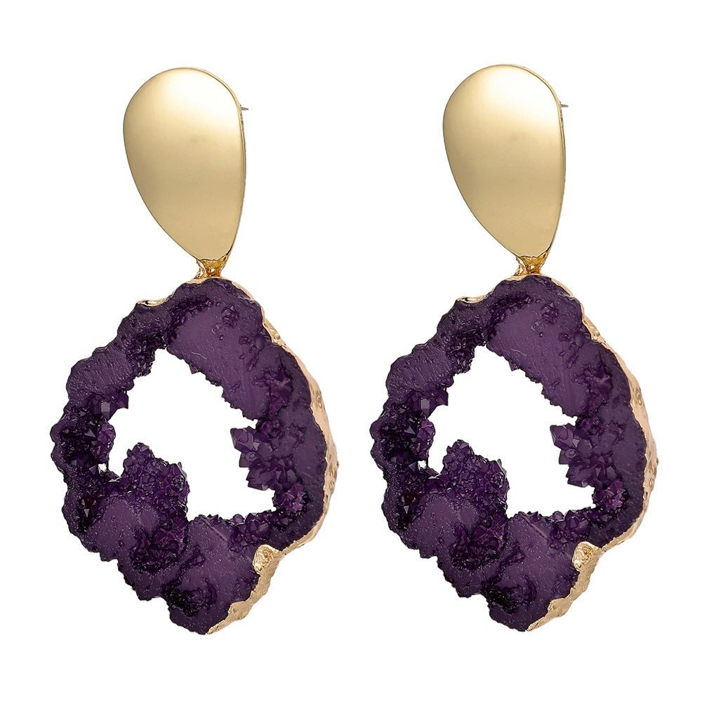 🌟 Fashionable Irregular Shaped Amethyst Rough Stone Earrings — Earth’s Raw Beauty, Modern Elegance 🌟 - RukaCraft