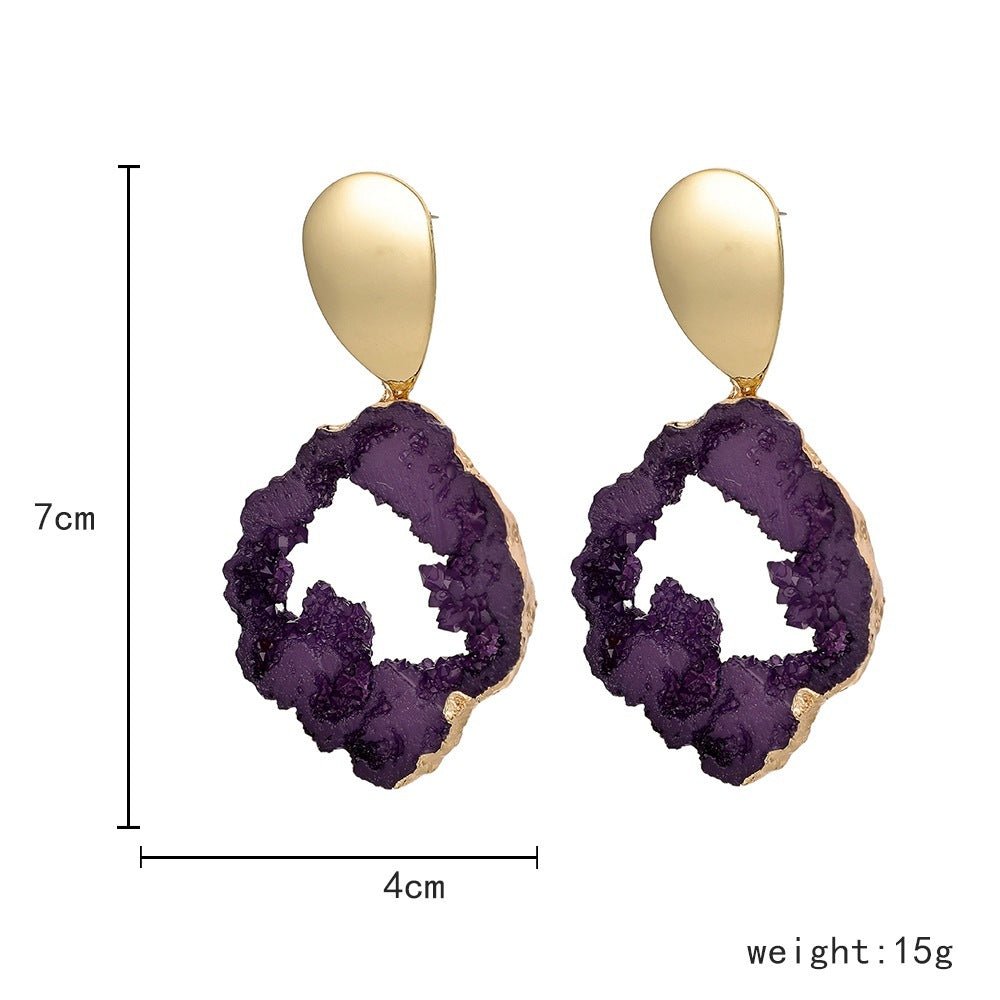 🌟 Fashionable Irregular Shaped Amethyst Rough Stone Earrings — Earth’s Raw Beauty, Modern Elegance 🌟 - RukaCraft