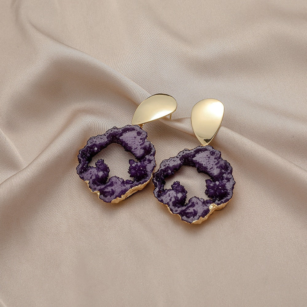 🌟 Fashionable Irregular Shaped Amethyst Rough Stone Earrings — Earth’s Raw Beauty, Modern Elegance 🌟 - RukaCraft