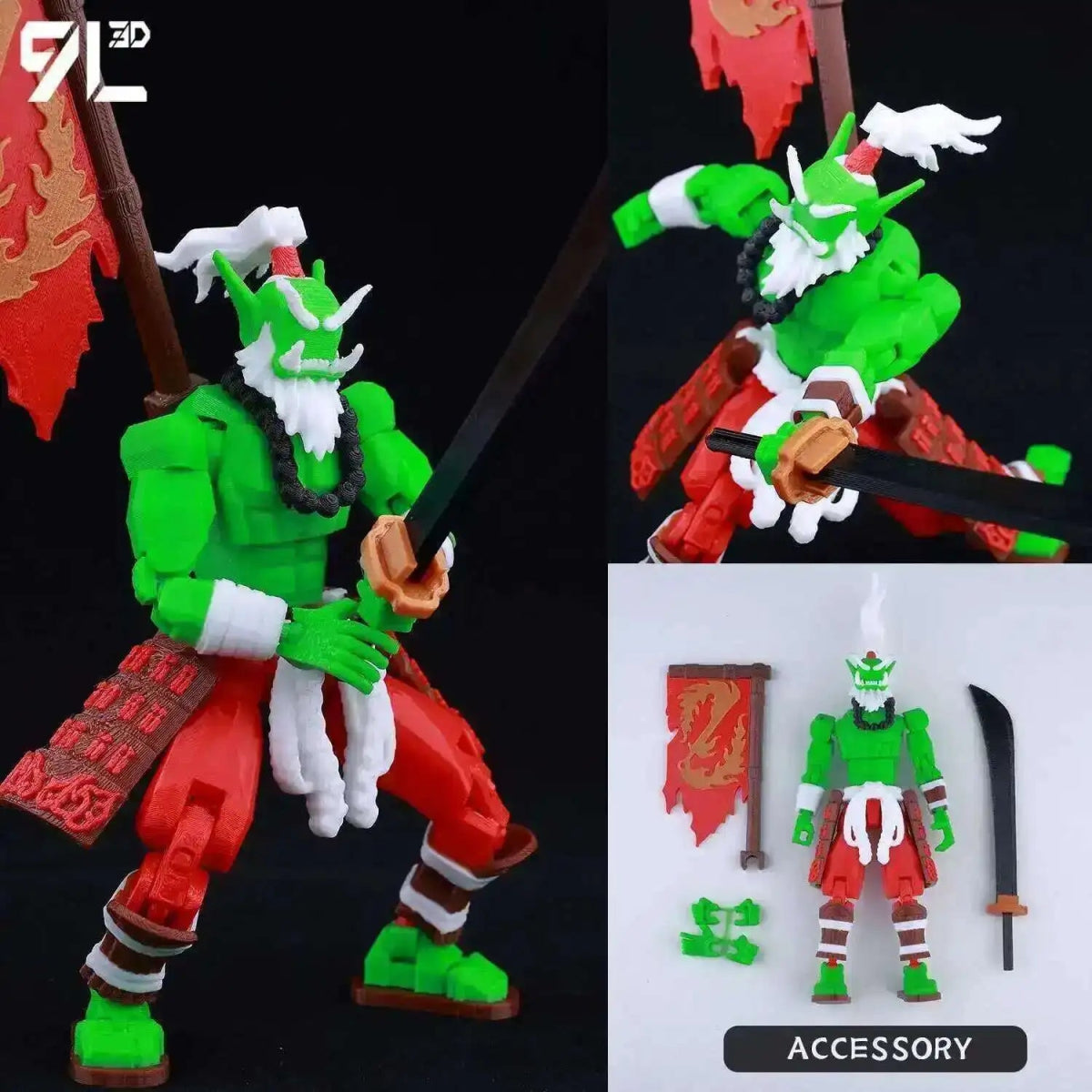 Figurine Action 9L3D Articulée 13cm | Modèle Collection Personnage de Jeu - Pièces Interchangeables | Impression 3D - RukaCraft