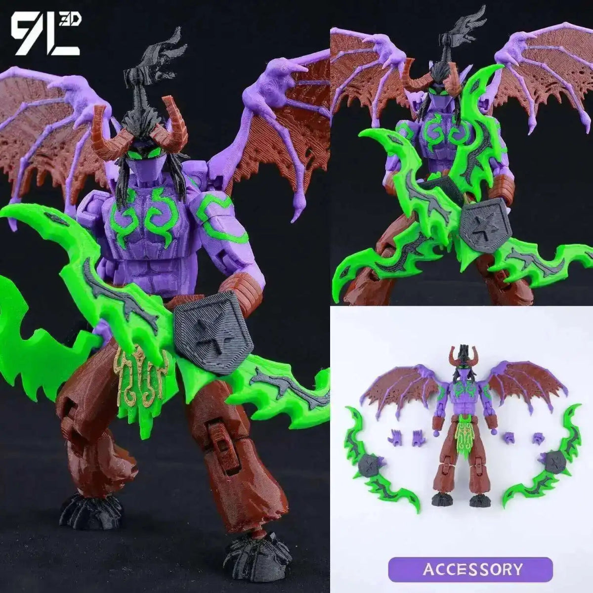 Figurine Action 9L3D Articulée 13cm | Modèle Collection Personnage de Jeu - Pièces Interchangeables | Impression 3D - RukaCraft