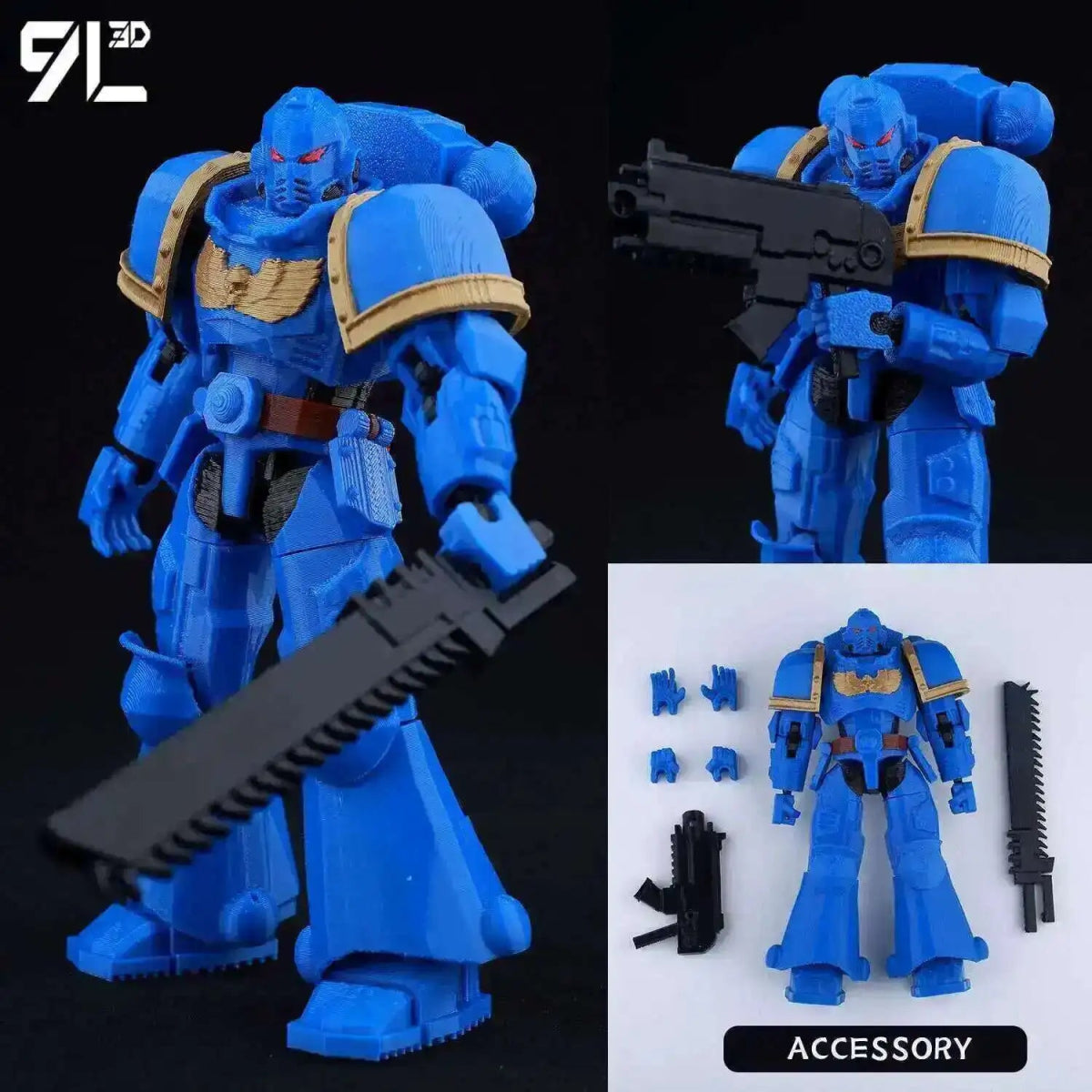 Figurine Action 9L3D Articulée 13cm | Modèle Collection Personnage de Jeu - Pièces Interchangeables | Impression 3D - RukaCraft