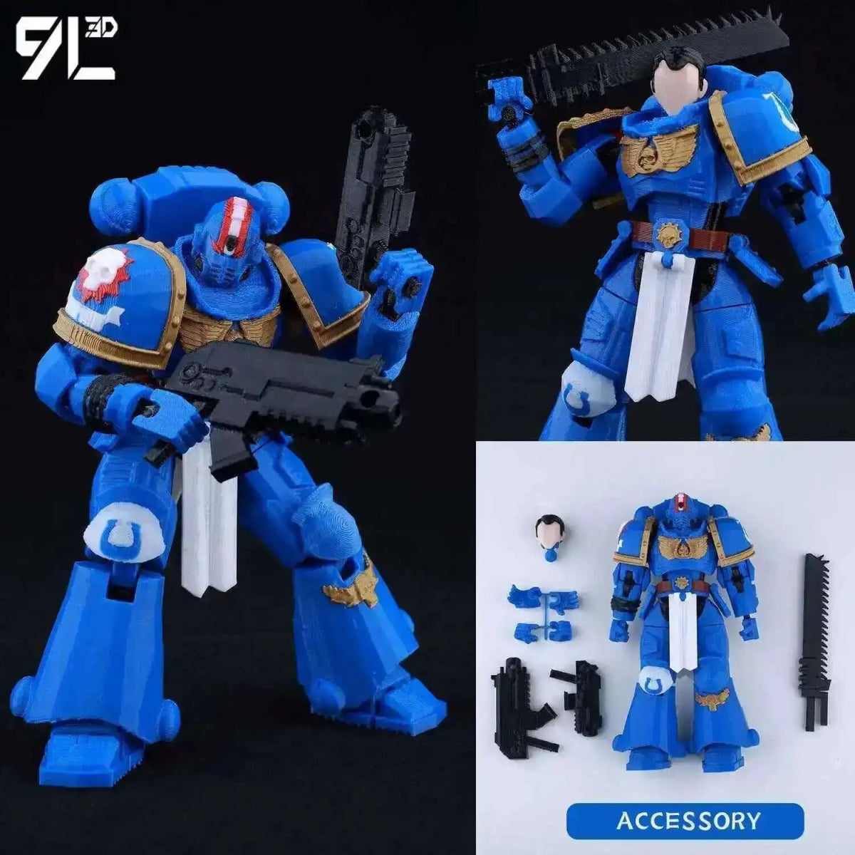 Figurine Action 9L3D Articulée 13cm | Modèle Collection Personnage de Jeu - Pièces Interchangeables | Impression 3D - RukaCraft