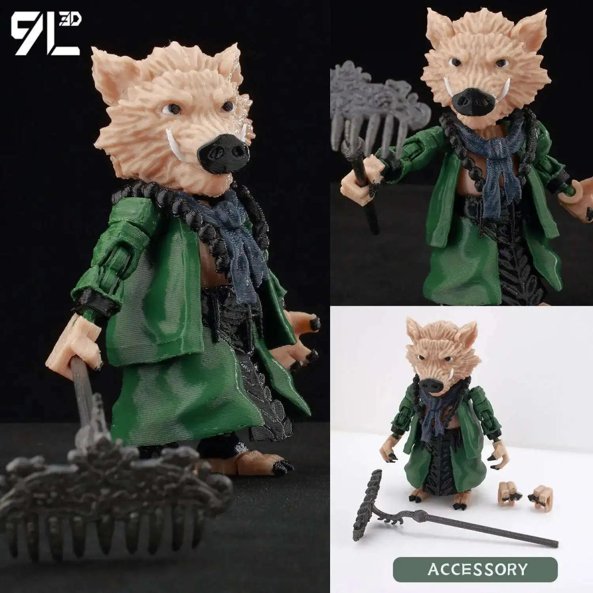 Figurine Action 9L3D Articulée 13cm | Modèle Collection Personnage de Jeu - Pièces Interchangeables | Impression 3D - RukaCraft