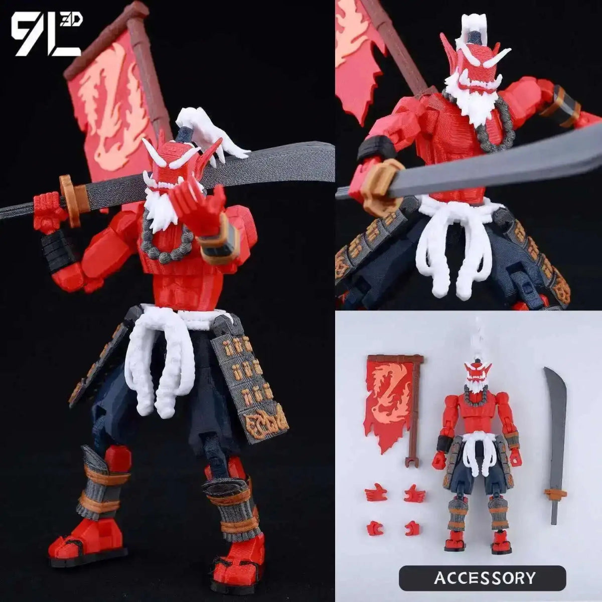 Figurine Action 9L3D Articulée 13cm | Modèle Collection Personnage de Jeu - Pièces Interchangeables | Impression 3D - RukaCraft