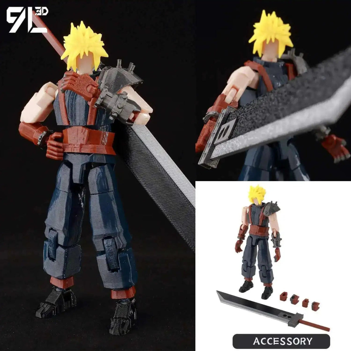 Figurine Action 9L3D Articulée 13cm | Modèle Collection Personnage de Jeu - Pièces Interchangeables | Impression 3D - RukaCraft