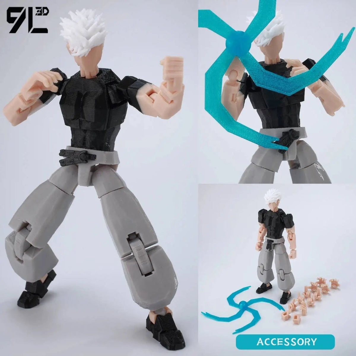 Figurine Articulée 3D Jujutsu Kaisen 13+ cm | Fushiguro Toji, Gojo Satoru, Yuji - Pièces Interchangeables|Impression 3D - RukaCraft