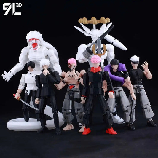 Figurine Articulée 3D Jujutsu Kaisen 13+ cm | Fushiguro Toji, Gojo Satoru, Yuji - Pièces Interchangeables|Impression 3D - RukaCraft
