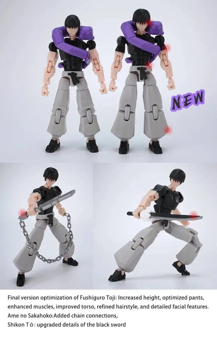 Figurine Articulée 3D Jujutsu Kaisen 13+ cm | Fushiguro Toji, Gojo Satoru, Yuji - Pièces Interchangeables|Impression 3D - RukaCraft