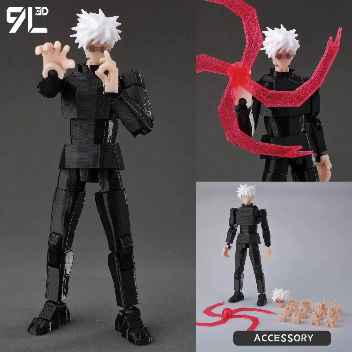 Figurine Articulée 3D Jujutsu Kaisen 13+ cm | Fushiguro Toji, Gojo Satoru, Yuji - Pièces Interchangeables|Impression 3D - RukaCraft