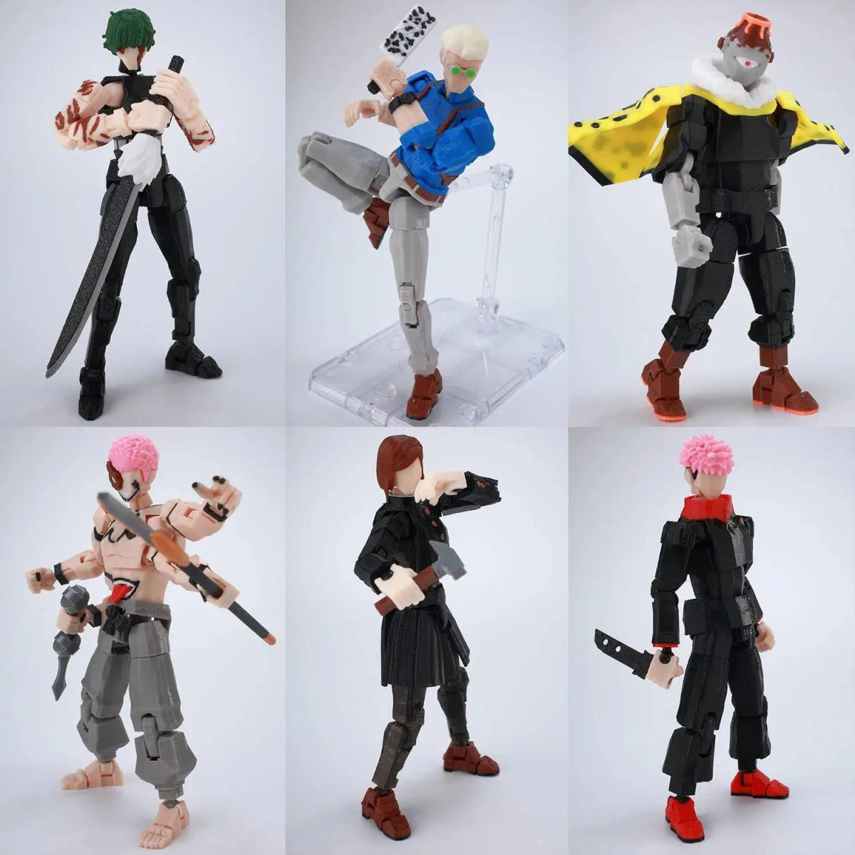 Figurine Articulée 3D Jujutsu Kaisen 13+ cm | Fushiguro Toji, Gojo Satoru, Yuji - Pièces Interchangeables|Impression 3D - RukaCraft