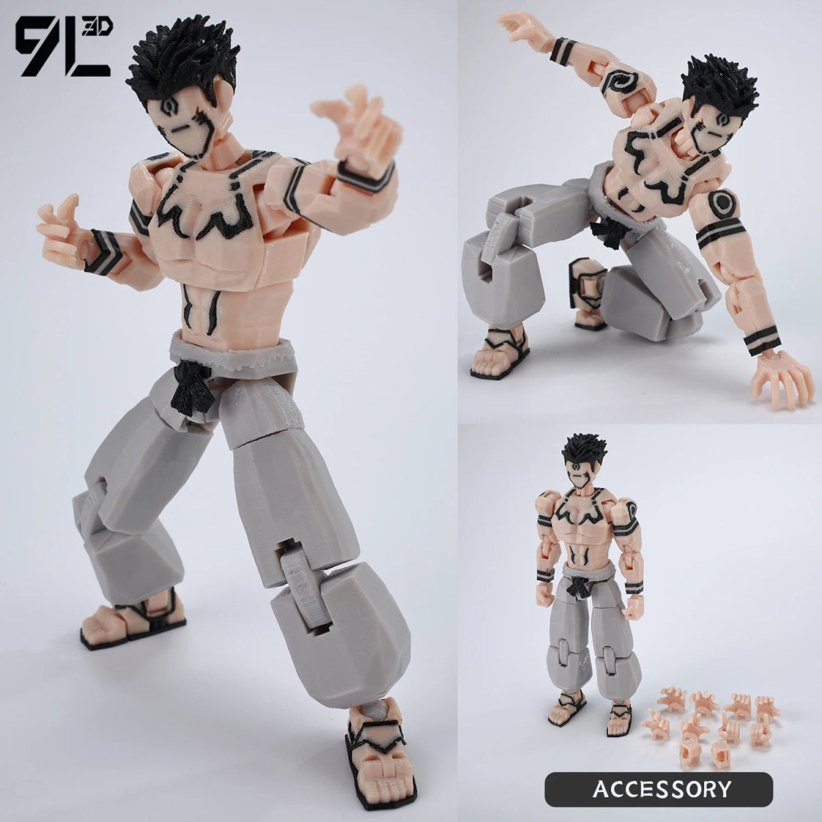 Figurine Articulée 3D Jujutsu Kaisen 13+ cm | Fushiguro Toji, Gojo Satoru, Yuji - Pièces Interchangeables|Impression 3D - RukaCraft