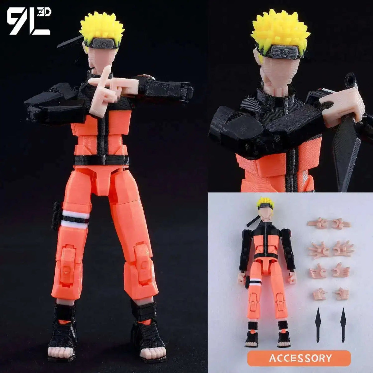 Figurine Articulée 9L3D 13cm Multi - Anime | Collection Personnages (Bleach, One Punch Man, Naruto, etc.) | Impression 3D - RukaCraft