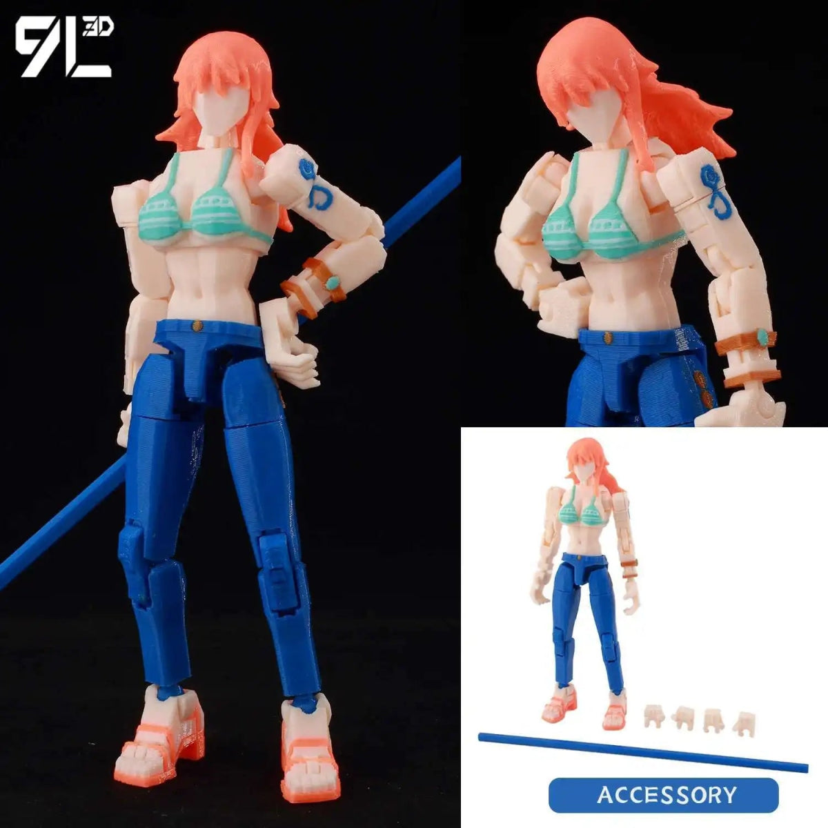 Figurine Articulée 9L3D 13cm Multi - Anime | Collection Personnages (Bleach, One Punch Man, Naruto, etc.) | Impression 3D - RukaCraft