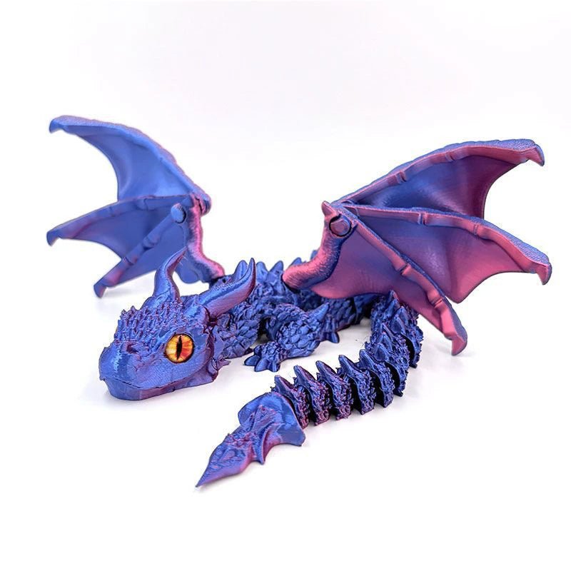 Figurine de Dragon Art Déco avec Chariot Ailé - Sculpture Résine Impression 3D à Yeux Aléatoires - Décor de Table Thème Animal Unique - RukaCraft
