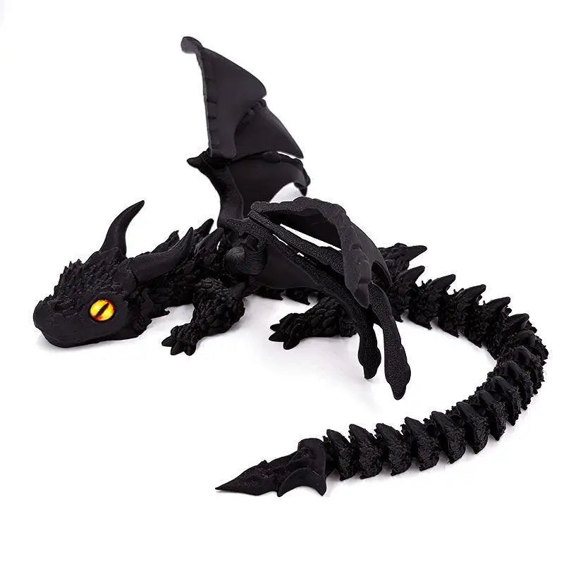 Figurine de Dragon Art Déco avec Chariot Ailé - Sculpture Résine Impression 3D à Yeux Aléatoires - Décor de Table Thème Animal Unique - RukaCraft