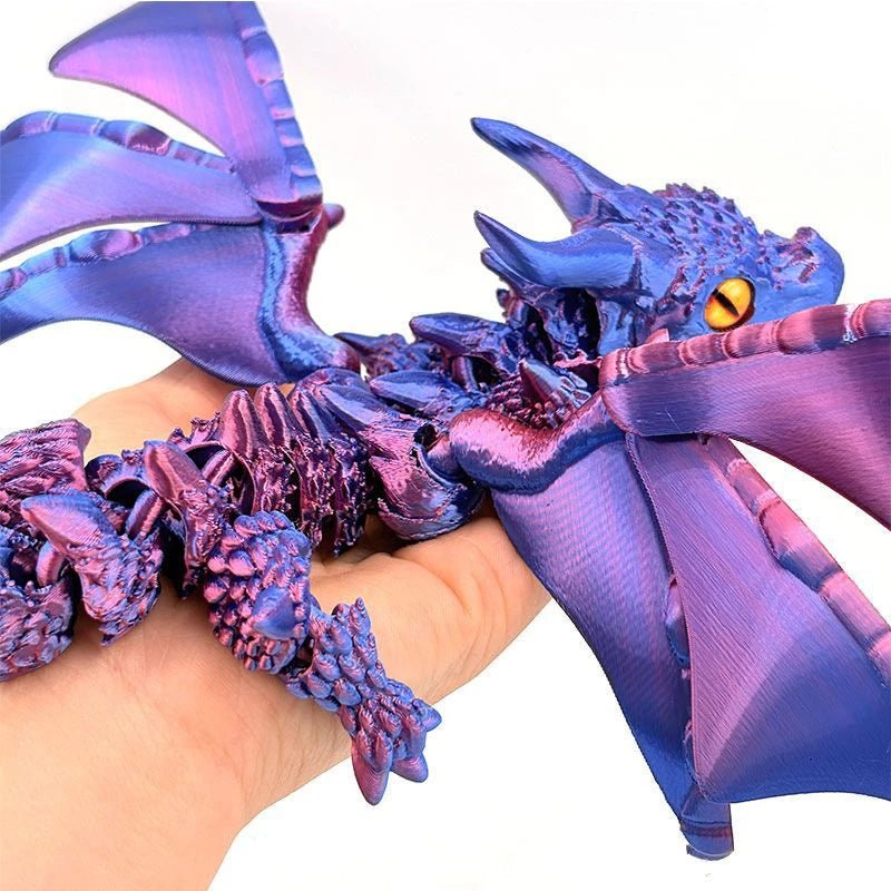 Figurine de Dragon Art Déco avec Chariot Ailé - Sculpture Résine Impression 3D à Yeux Aléatoires - Décor de Table Thème Animal Unique - RukaCraft