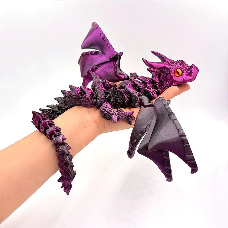 Figurine de Dragon Art Déco avec Chariot Ailé - Sculpture Résine Impression 3D à Yeux Aléatoires - Décor de Table Thème Animal Unique - RukaCraft