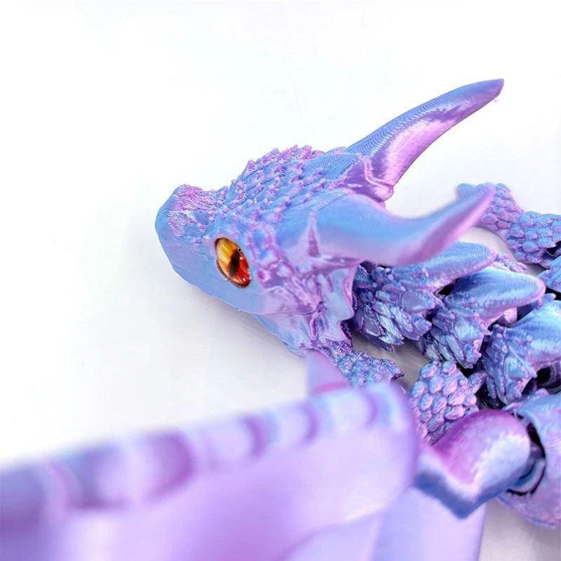 Figurine de Dragon Art Déco avec Chariot Ailé - Sculpture Résine Impression 3D à Yeux Aléatoires - Décor de Table Thème Animal Unique - RukaCraft