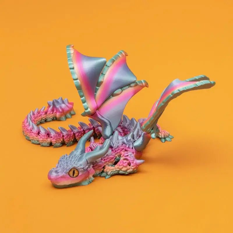 Figurine de Dragon Art Déco avec Chariot Ailé - Sculpture Résine Impression 3D à Yeux Aléatoires - Décor de Table Thème Animal Unique - RukaCraft
