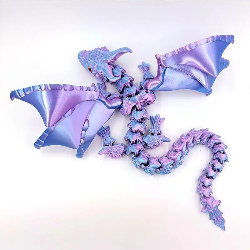 Figurine de Dragon Art Déco avec Chariot Ailé - Sculpture Résine Impression 3D à Yeux Aléatoires - Décor de Table Thème Animal Unique - RukaCraft