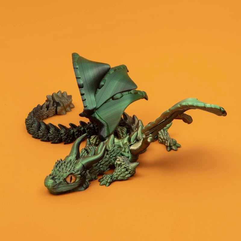 Figurine de Dragon Art Déco avec Chariot Ailé - Sculpture Résine Impression 3D à Yeux Aléatoires - Décor de Table Thème Animal Unique - RukaCraft