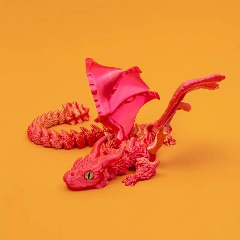 Figurine de Dragon Art Déco avec Chariot Ailé - Sculpture Résine Impression 3D à Yeux Aléatoires - Décor de Table Thème Animal Unique - RukaCraft
