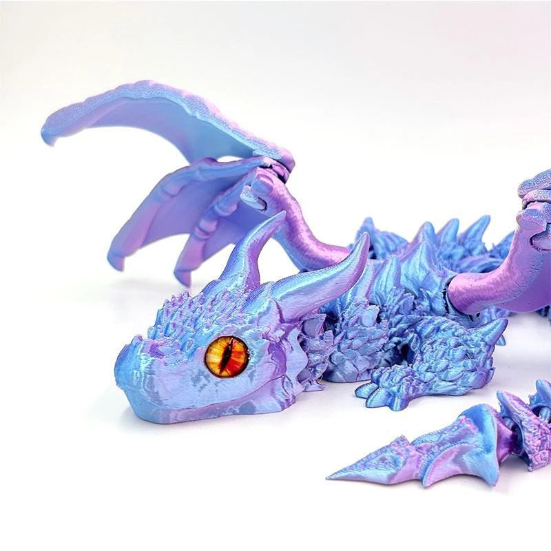 Figurine de Dragon Art Déco avec Chariot Ailé - Sculpture Résine Impression 3D à Yeux Aléatoires - Décor de Table Thème Animal Unique - RukaCraft