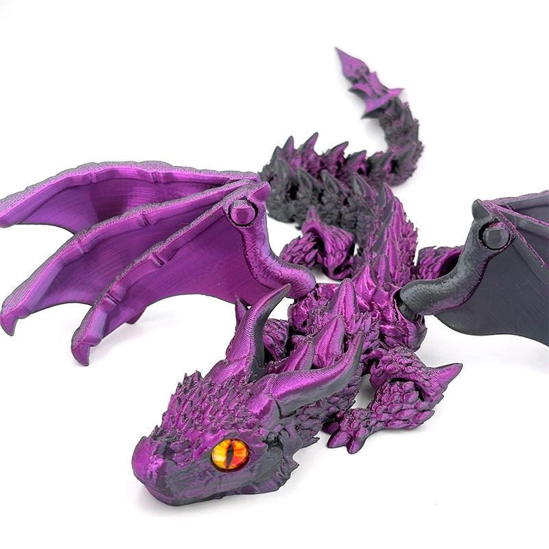 Figurine de Dragon Art Déco avec Chariot Ailé - Sculpture Résine Impression 3D à Yeux Aléatoires - Décor de Table Thème Animal Unique - RukaCraft