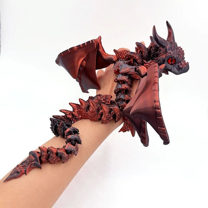 Figurine de Dragon Art Déco avec Chariot Ailé - Sculpture Résine Impression 3D à Yeux Aléatoires - Décor de Table Thème Animal Unique - RukaCraft