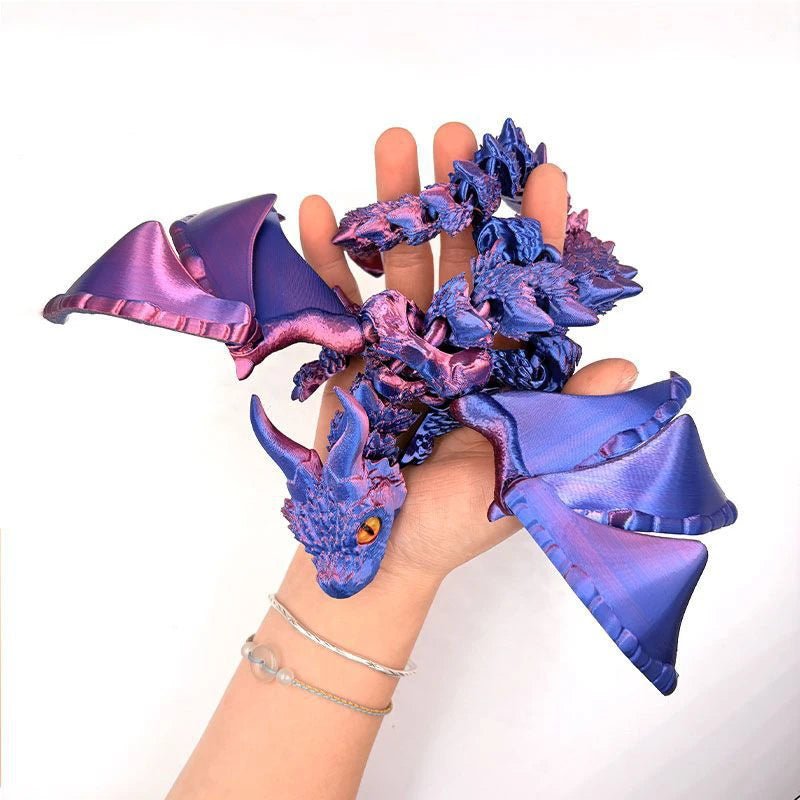 Figurine de Dragon Art Déco avec Chariot Ailé - Sculpture Résine Impression 3D à Yeux Aléatoires - Décor de Table Thème Animal Unique - RukaCraft