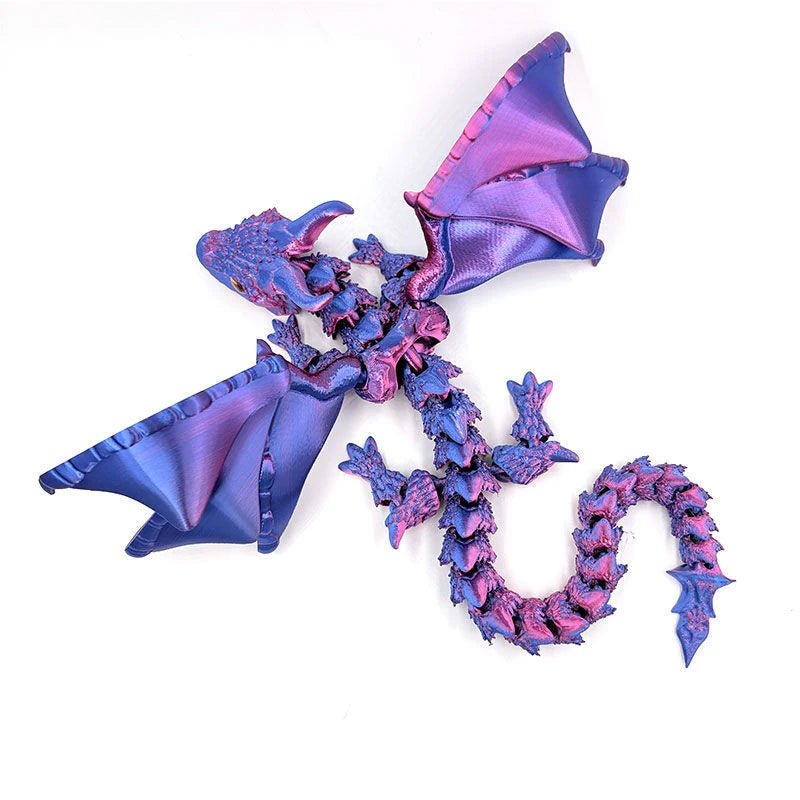 Figurine de Dragon Art Déco avec Chariot Ailé - Sculpture Résine Impression 3D à Yeux Aléatoires - Décor de Table Thème Animal Unique - RukaCraft