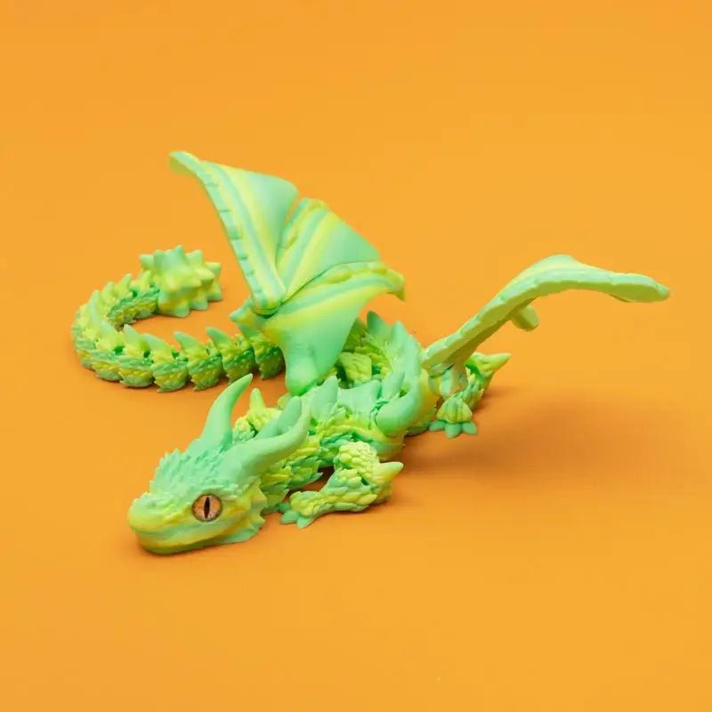 Figurine de Dragon Art Déco avec Chariot Ailé - Sculpture Résine Impression 3D à Yeux Aléatoires - Décor de Table Thème Animal Unique - RukaCraft